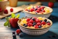 Cornflakes with fresh berries in bowl Royalty Free Stock Photo