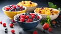 Cornflakes with fresh berries in bowl