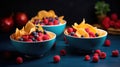 Cornflakes with fresh berries in bowl