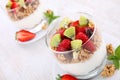 Cornflakes with fresh fruits and yogurt Royalty Free Stock Photo