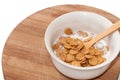 Cornflakes with milk in the white bowl Royalty Free Stock Photo