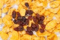 Cornflakes with raisins as source vitamins, carbohydrates and dietary fiber