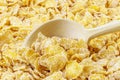 Cornflakes with wooden spoon Royalty Free Stock Photo