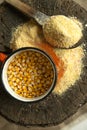 Cornflour and corn grains Royalty Free Stock Photo