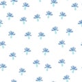 Cornflowers pattern seamless in freehand style. Spring flowers on colorful background. Vector illustration for textile