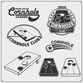 Cornhole badges, labels and design elements. Sport club emblems. Royalty Free Stock Photo