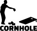 Cornhole game with silhouette and game name