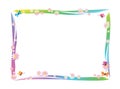 Butterfly and flowers border. Border Frame Background. Vector illustration