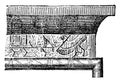 Cornice of Entablature over Doorway at the Great Temple at Philae, main beam, vintage engraving