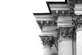 Cornice and ornate columns of old building in classic style decolorized Royalty Free Stock Photo