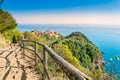 Corniglia, Cinque Terre National Park, Italy - Hiking trail near beautiful village on the cliff over sea Royalty Free Stock Photo