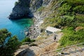 CORNIGLIA, ITALY - MAY 2011: A staircase to rocky beach in Corniglia, one of the five centuries-old villages of Cinque Terre,