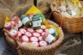 CORNIGLIA, ITALY - MAY 2011: Various food, goods and small typical souvenirs sold at small shops at Corniglia village, Cinque