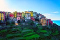 Corniglia village in Cinque Terre National Park, beautiful cityscape with colorful houses and green terraces, Liguria, Italy Royalty Free Stock Photo