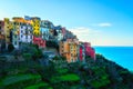 Corniglia village in Cinque Terre National Park, beautiful cityscape with colorful houses and green terraces, Liguria, Italy Royalty Free Stock Photo