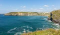 Cornish coast Mawgan Porth north Cornwall England near Newquay summer day with blue sky