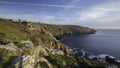 The Cornish coastline, near Lands end. The day is sunny. Royalty Free Stock Photo