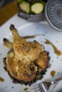 Cornish Game Hen with Wild Rice and Au Jus Royalty Free Stock Photo