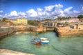 Cornish harbour Charlestown near St Austell Cornwall England UK with clear blue sea in HDR Royalty Free Stock Photo