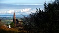 Views from Bodmin Moor near the old mining structures and new wind turbines of Cornwall