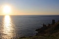 Cornish Mining Landscape At Sunset, Cornwall, UK Royalty Free Stock Photo