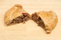 Cornish pasty on board Royalty Free Stock Photo