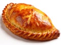 Cornish pasty isolated: A golden Cornish pasty on a white background Royalty Free Stock Photo