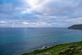 Cornish shore overlooking sun rays Royalty Free Stock Photo