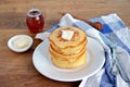 Cornmeal pancakes on a white plate