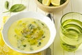 Cornmeal spinach cream soup