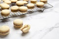 The process of cooking cornstarch alfajores. Royalty Free Stock Photo