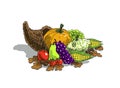 Autumn Cornucopia (Horn Of Plenty) Thanksgiving Vector illustration Royalty Free Stock Photo