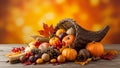 Cornucopia of Autumn Harvest: Pumpkins, Gourds, and Fall Foliage Royalty Free Stock Photo