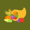 Cornucopia and fruits for thanksgiving day Royalty Free Stock Photo