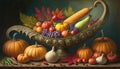 cornucopia full of harvest vegetables and fruits Royalty Free Stock Photo