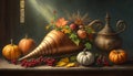 cornucopia full of harvest vegetables and fruits Royalty Free Stock Photo