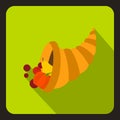 Cornucopia icon, flat style