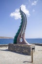 Cornucopia Statue, Horn of Amalthea at the waters edge, Agios Nikolaos, Crete Royalty Free Stock Photo