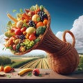 Cornucopia: The true basket of a wealthy harvest Royalty Free Stock Photo