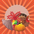 Cornucopia with Turkey bird Royalty Free Stock Photo