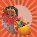 Cornucopia with Turkey bird Royalty Free Stock Photo