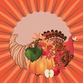 Cornucopia with Turkey bird Royalty Free Stock Photo