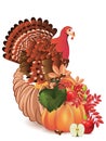 Cornucopia with Turkey bird Royalty Free Stock Photo