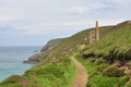 Cornwall coastal path, old mines. England, UK