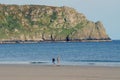 Cornwall England Beach Couple With Dog Tom Wurl Royalty Free Stock Photo