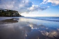 Beautiful early spring reflections on a Cornish beach