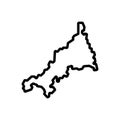 Black line icon for Cornwall, uk and map