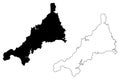 Cornwall map vector Royalty Free Stock Photo