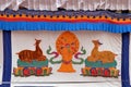 Coroful motifs on textiles inside the Potala Palace in Lhasa, Tibet.