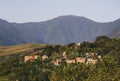 Beautiful landscape with colorful houses and green muntain in Coroico, Bolivia. Royalty Free Stock Photo